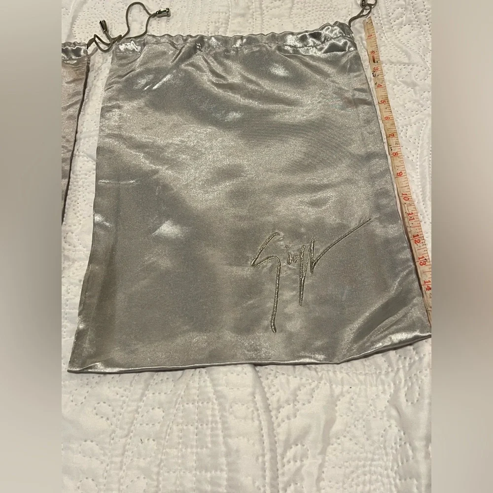 Authentic Silver silk Giuseppe Drawstring Bags